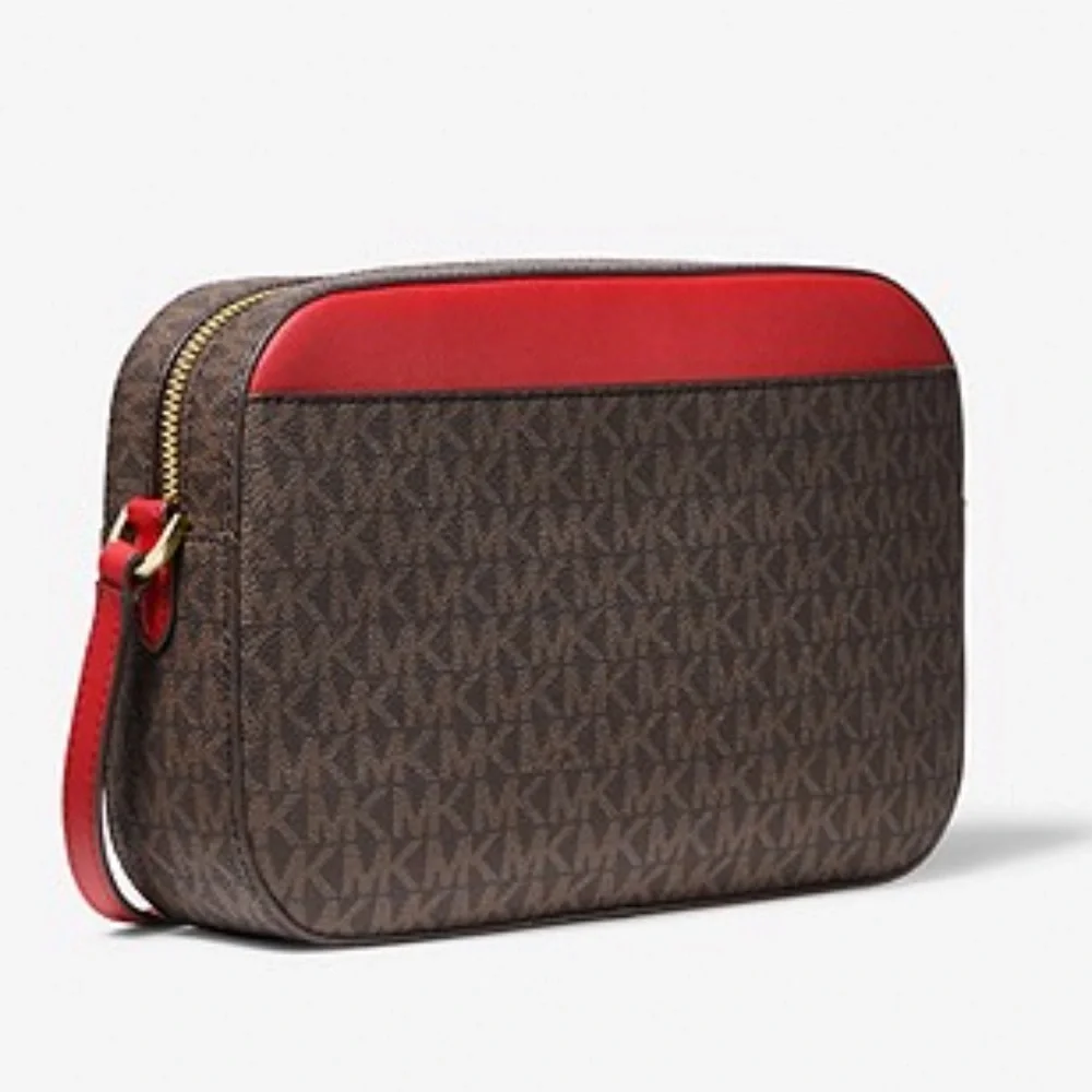 MICHAEL KORS Jet Set Large Logo Crossbody Bag Flame / Brown Multi Color